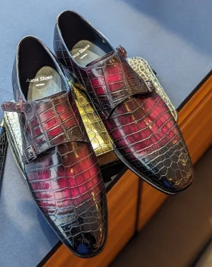 Ascot Double Monks - Black Cherry Patina
