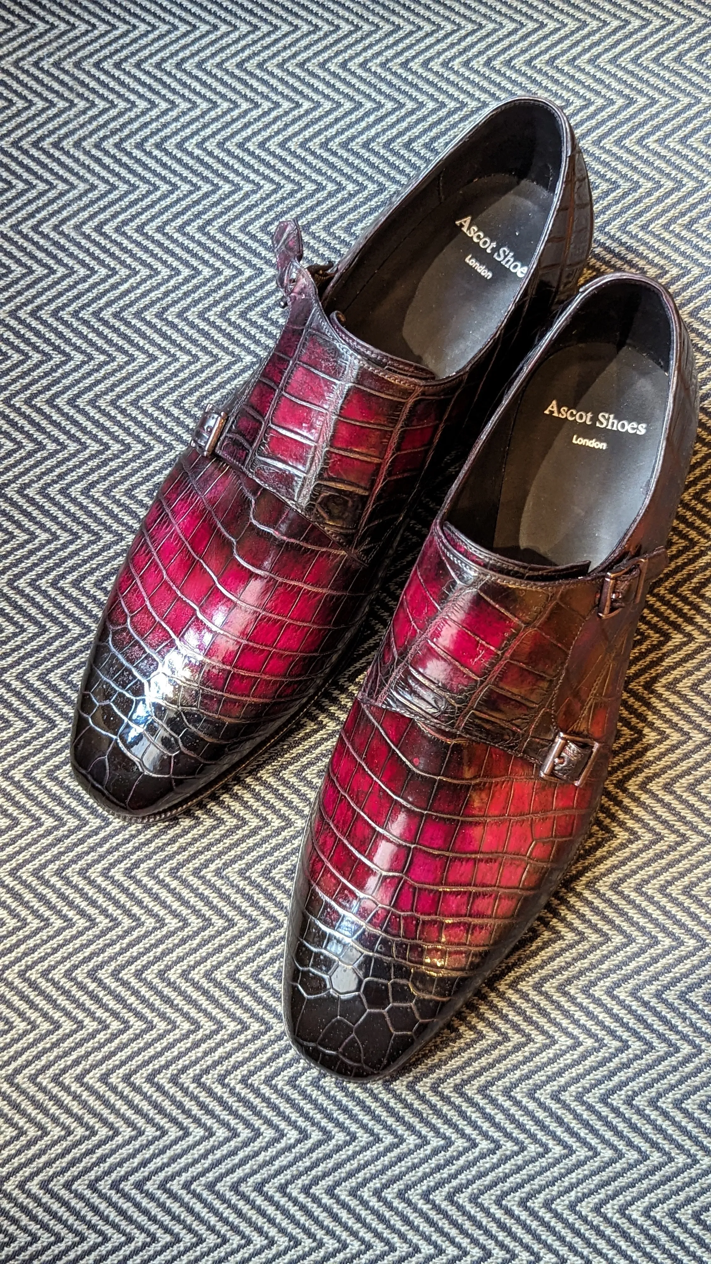 Ascot Double Monks - Black Cherry Patina