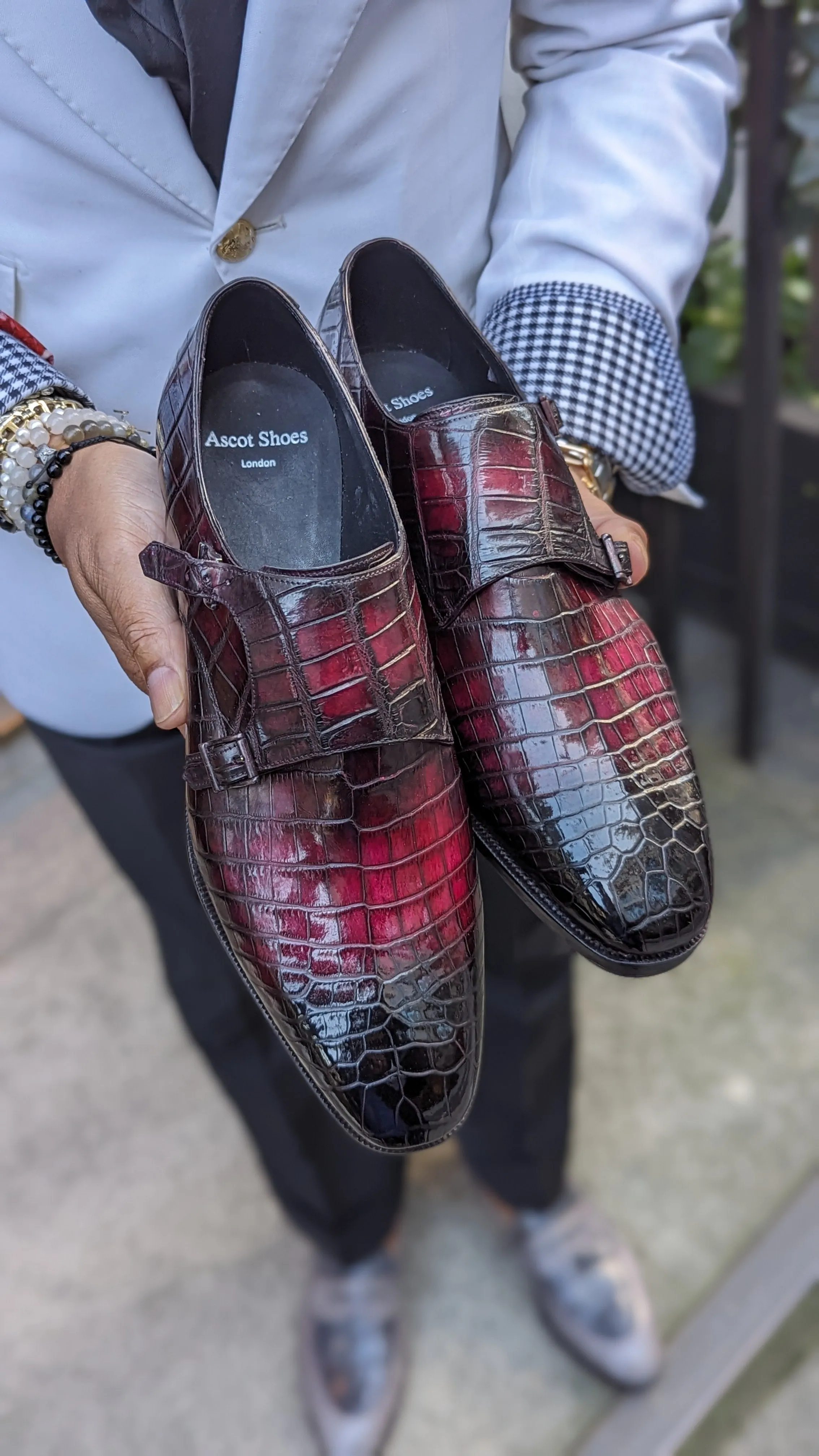 Ascot Double Monks - Black Cherry Patina