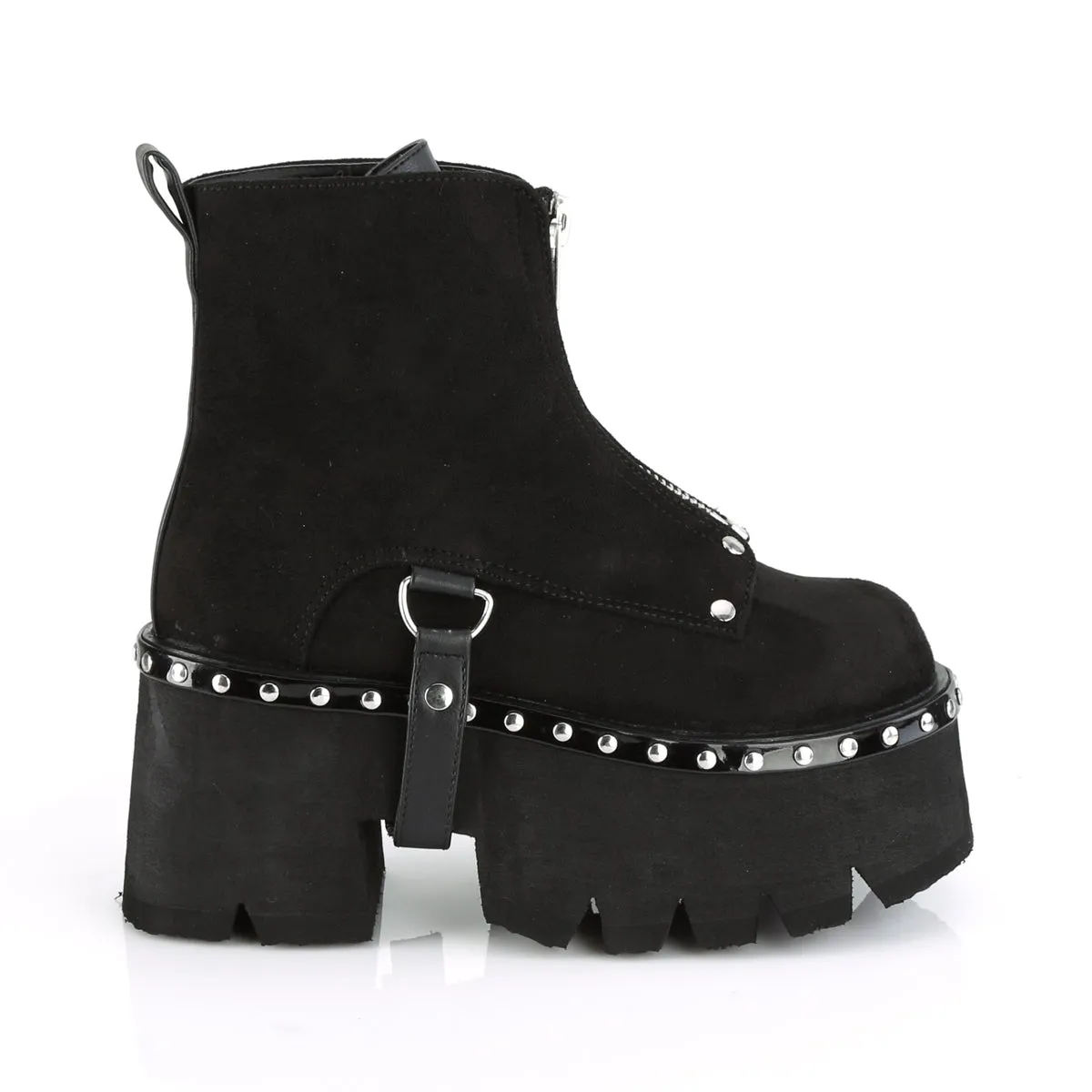 ASHES-100 DemoniaCult Black Vegan Suede Sexy Women's Ankle Boots (Alternative Footwear)