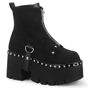 ASHES-100 DemoniaCult Black Vegan Suede Sexy Women's Ankle Boots (Alternative Footwear)