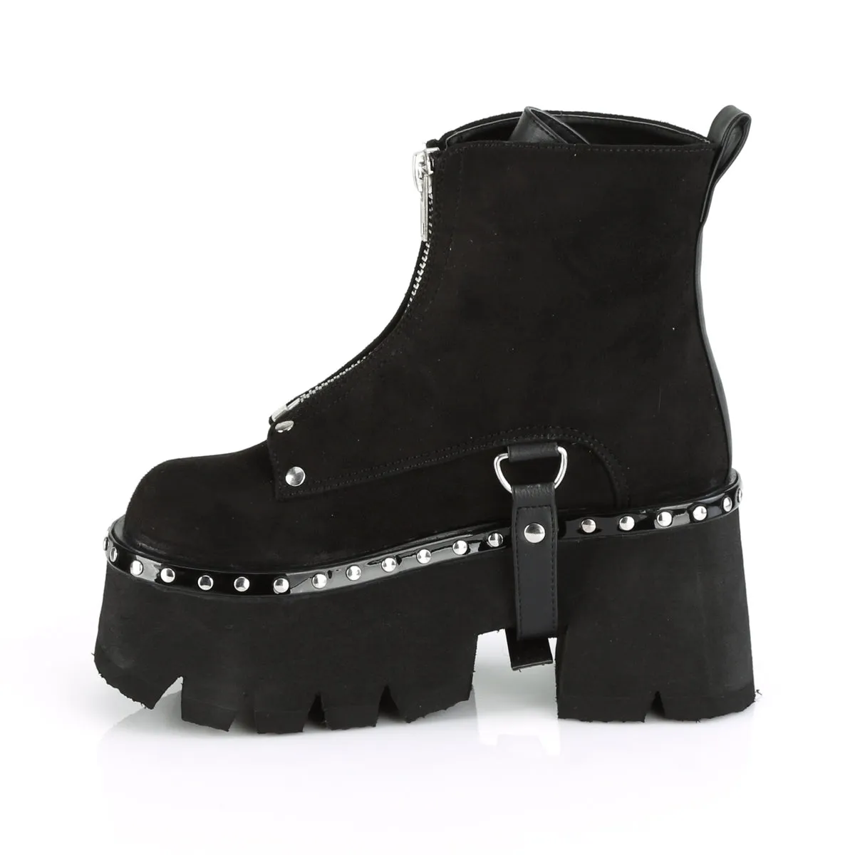 ASHES-100 DemoniaCult Black Vegan Suede Sexy Women's Ankle Boots (Alternative Footwear)