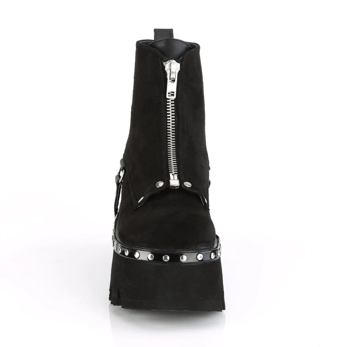 ASHES-100 DemoniaCult Black Vegan Suede Sexy Women's Ankle Boots (Alternative Footwear)