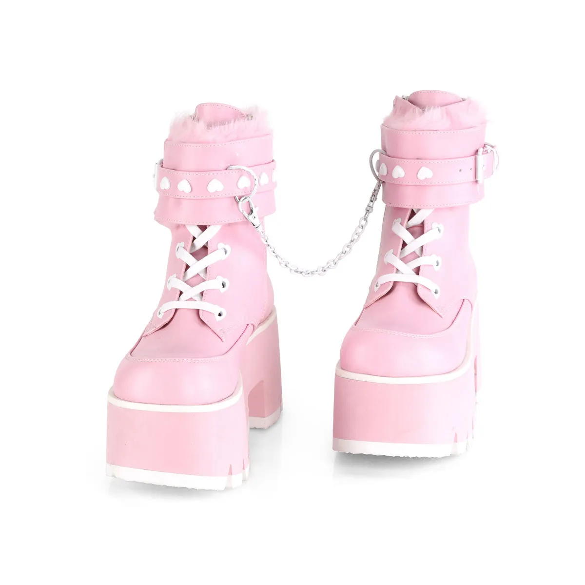 ASHES-57 DemoniaCult Baby Pink Vegan Leather Sexy Women's Ankle Boots (Alternative Footwear)