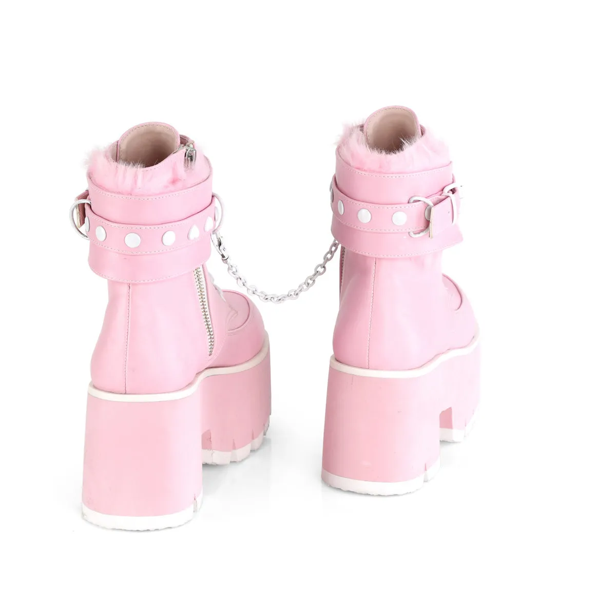 ASHES-57 DemoniaCult Baby Pink Vegan Leather Sexy Women's Ankle Boots (Alternative Footwear)