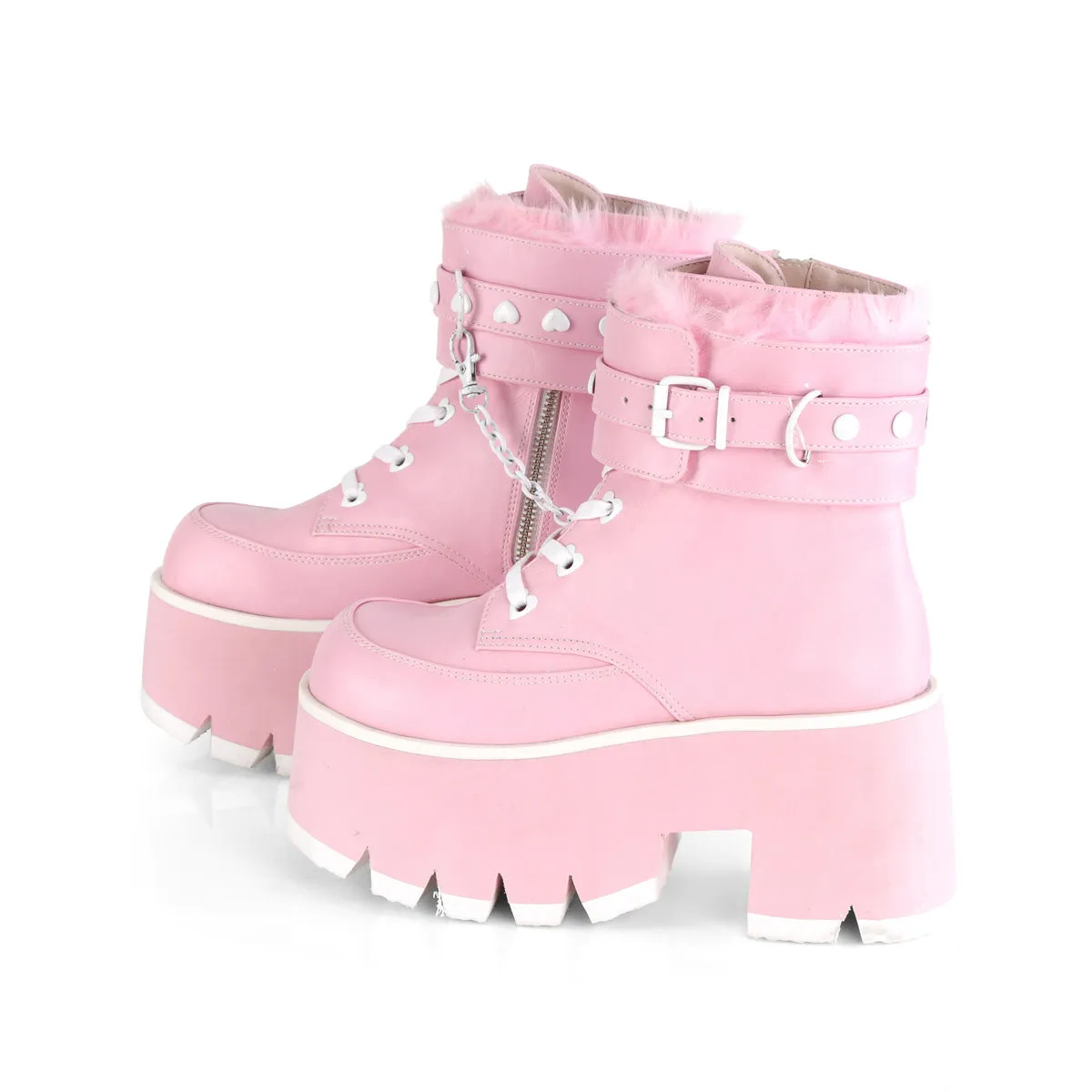 ASHES-57 DemoniaCult Baby Pink Vegan Leather Sexy Women's Ankle Boots (Alternative Footwear)