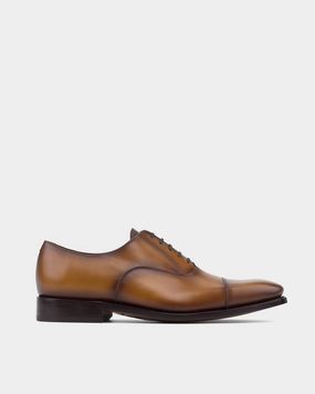 Ashford Tobacco Cap Toe Oxford with Half-Rubber Soles - 722 Dapper Style Thermoplastic Heel Counter