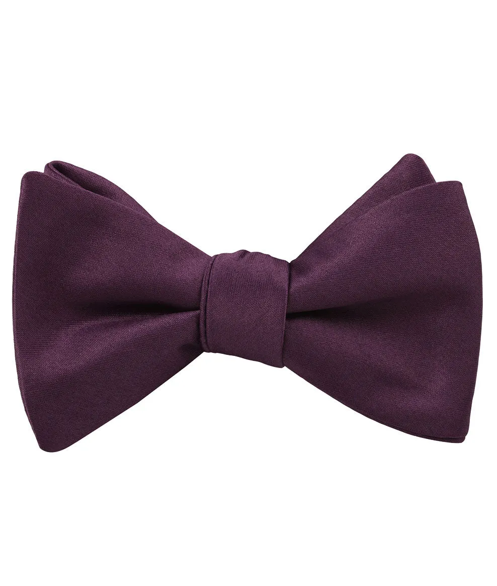Aubergine Purple Satin Self Bow Tie