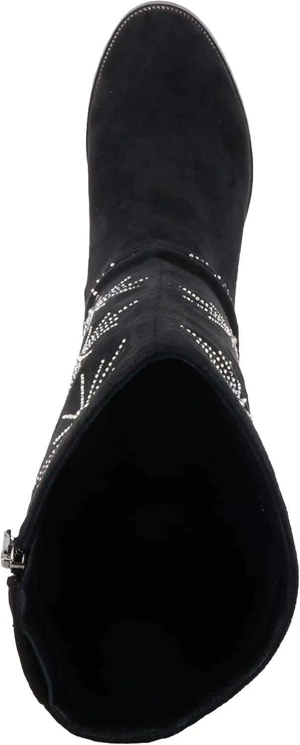 Azura Women's STARDUSK Knee-High Boots with Crystal Accents, Soft Microsuede, and Faux Fur Lining