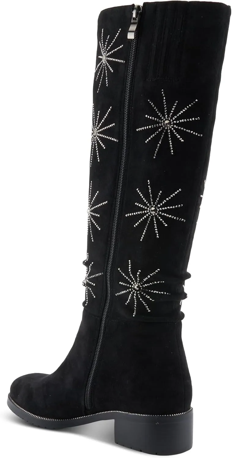 Azura Women's STARDUSK Knee-High Boots with Crystal Accents, Soft Microsuede, and Faux Fur Lining