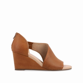 Slip Resistant Sole Pattern ARETHA WEDGE HEEL SANDALS IN VEGAN LEATHER