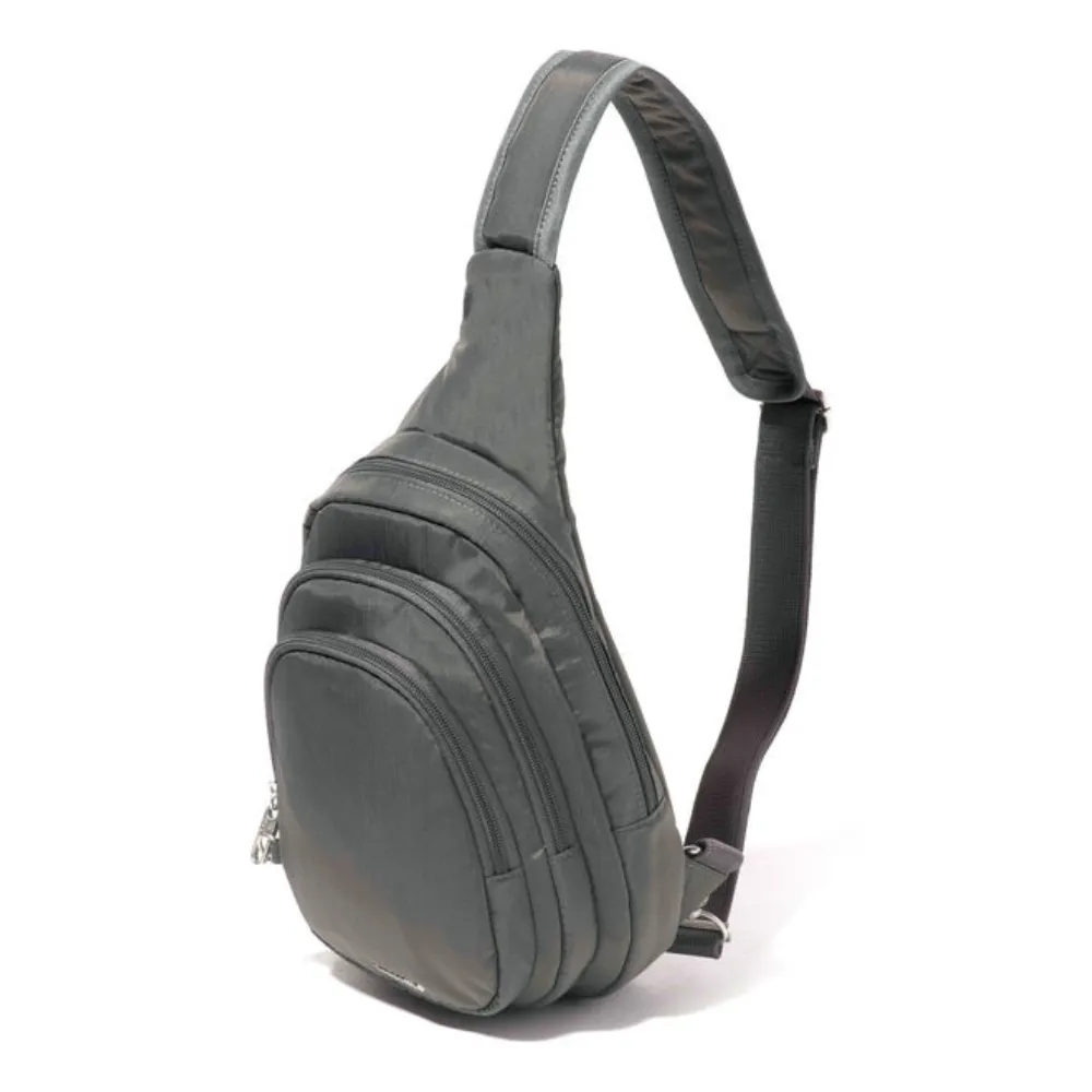 Baggallini Securtex Anti-Theft Multi Zip Charcoal Sling (Women's)