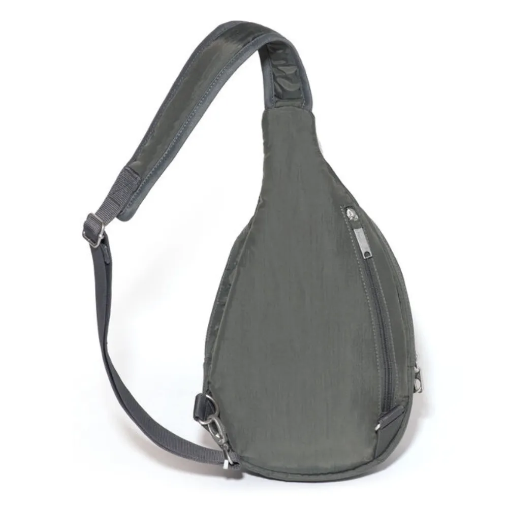 Baggallini Securtex Anti-Theft Multi Zip Charcoal Sling (Women's)