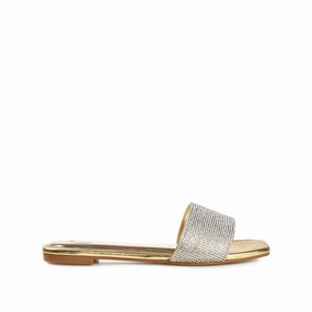 GRAYCE SLIDE SANDALS IN GLITTER MATERIAL Reinforced Stress Points