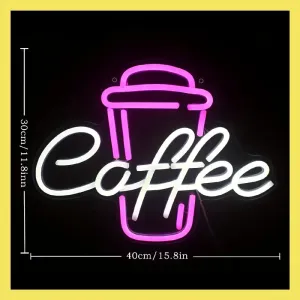 Bar Cafe' Coffee Neon Sign Pink White LED