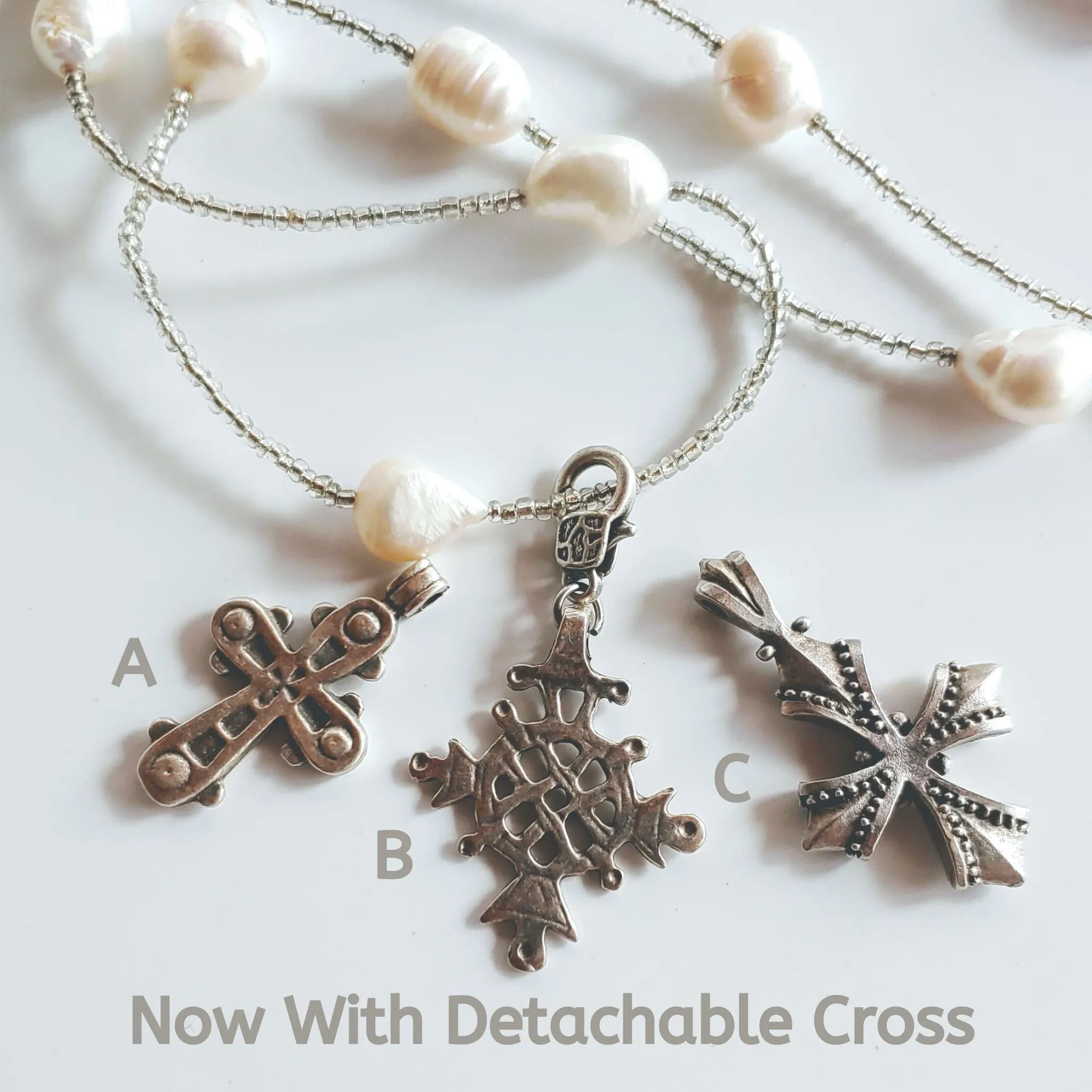 Baroque Freshwater Pearl Necklace With Cross