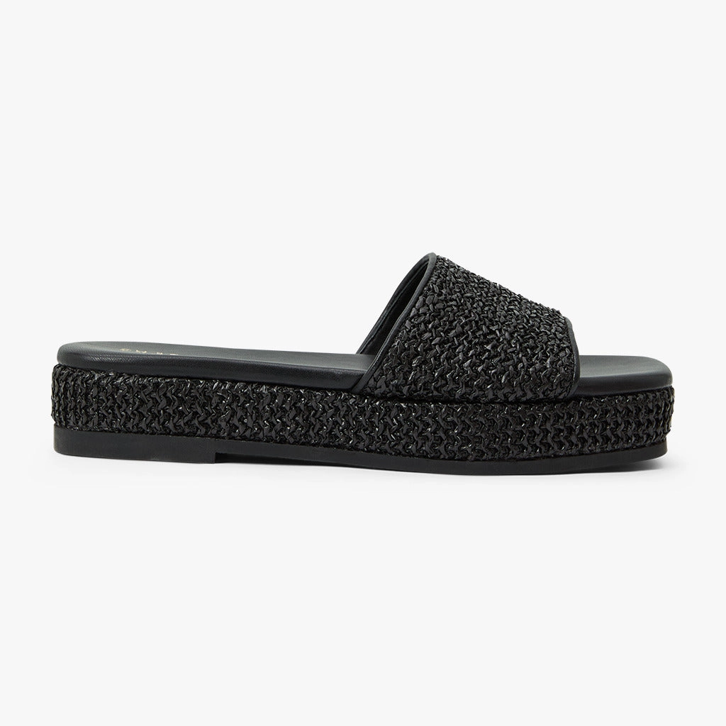 Bay Raffia Flatform Sandal Adjustable Hook and Loop Straps