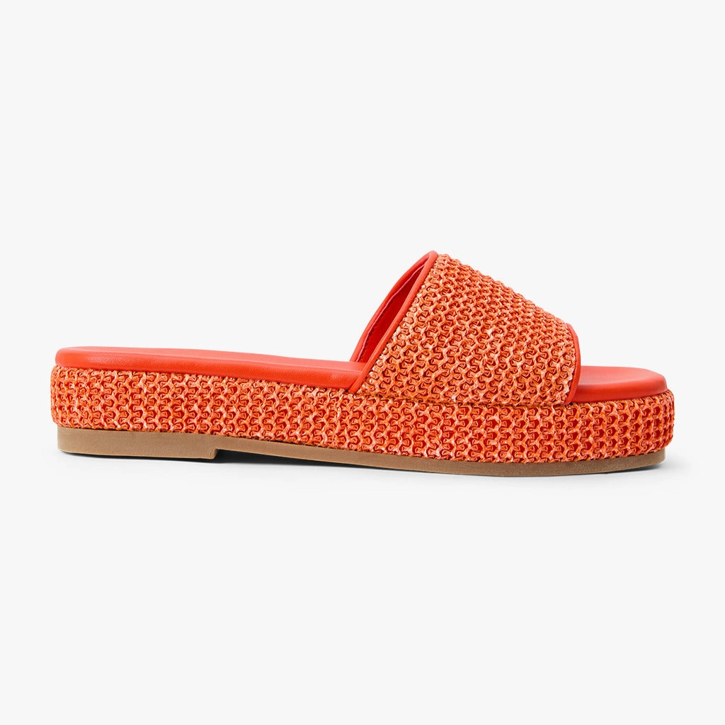 Ergonomic Toe Post Design Lightweight Frame Bay Raffia Flatform Sandal