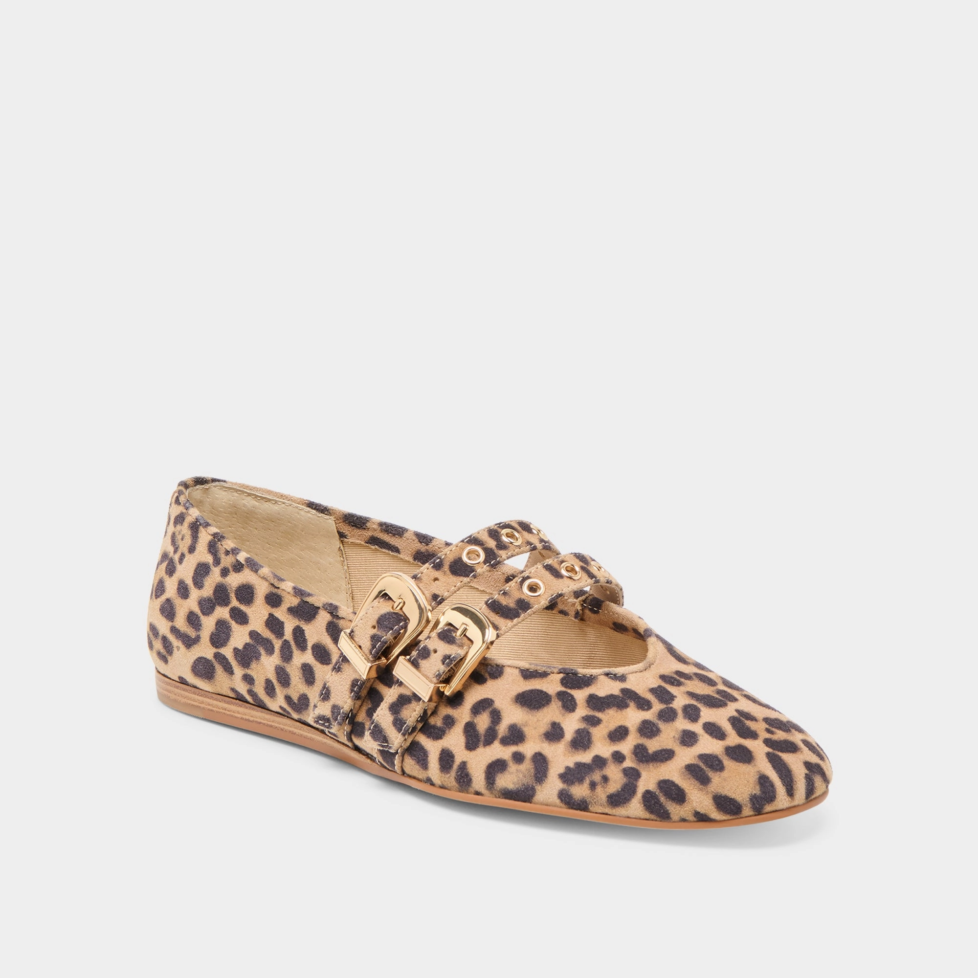 BAYLEE GROMMET BALLET FLATS DK LEOPARD PRINTED SUEDE Joy Glow