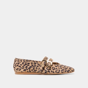 BAYLEE GROMMET BALLET FLATS DK LEOPARD PRINTED SUEDE Village Glow