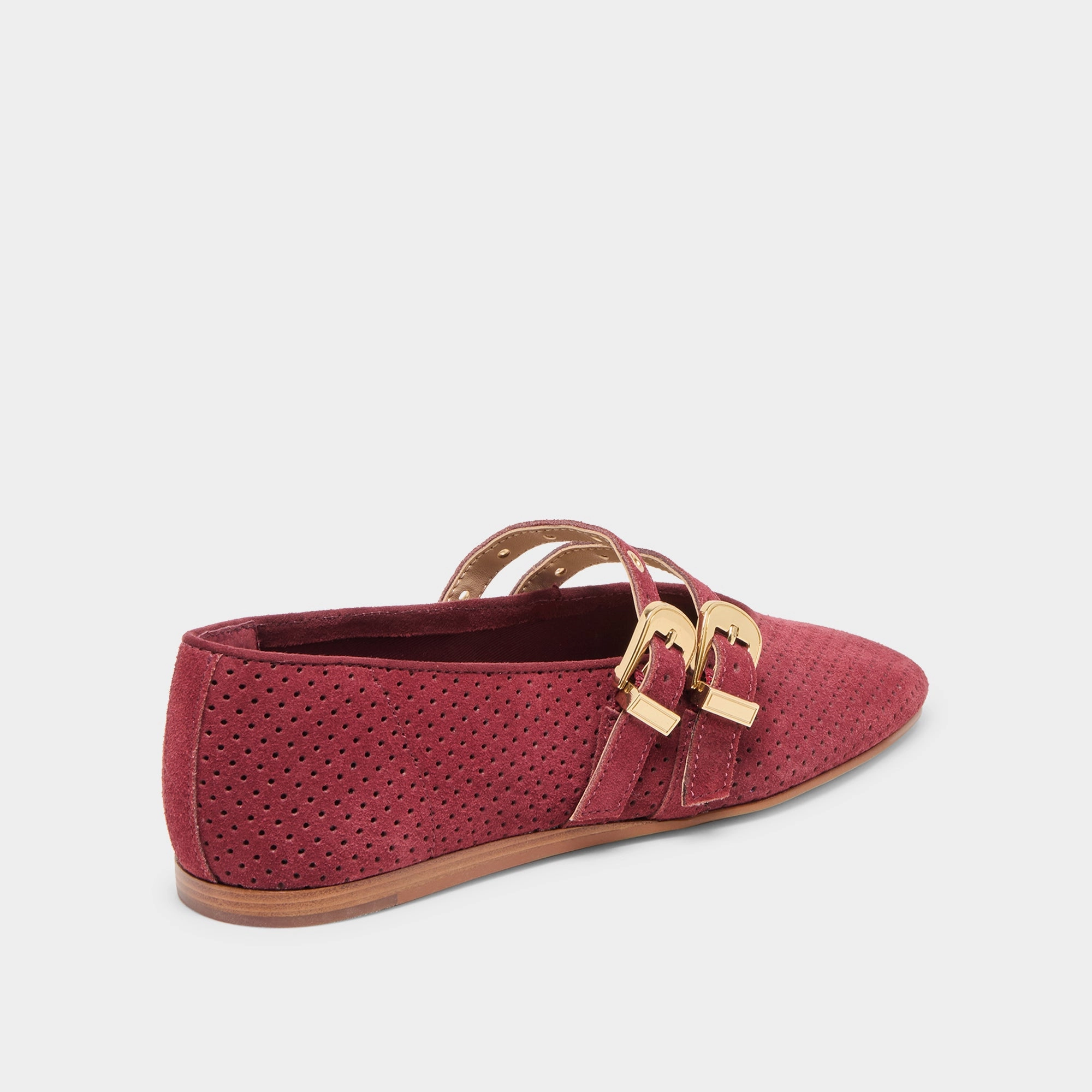 Teacher Wear BAYLEE GROMMET BALLET FLATS OXBLOOD PERFORATED SUEDE