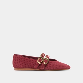 Relax Vibe BAYLEE GROMMET BALLET FLATS OXBLOOD PERFORATED SUEDE