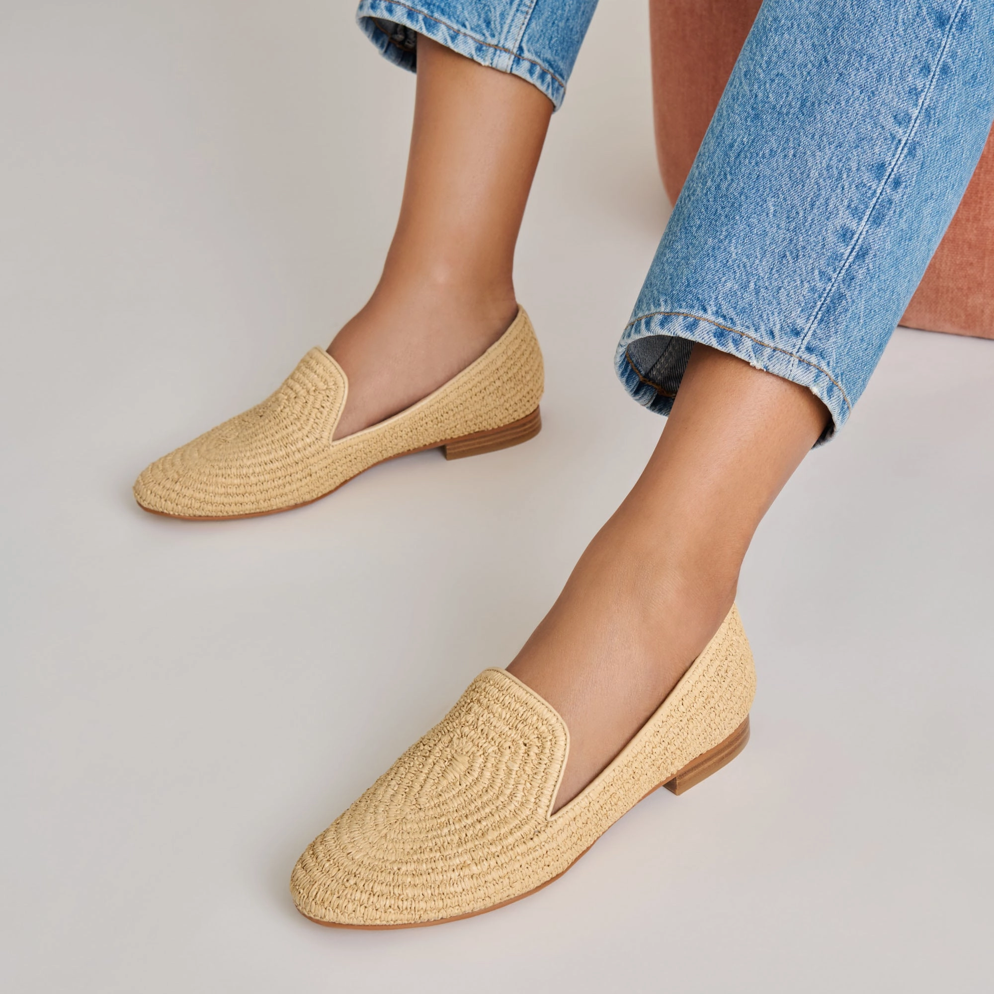 color block Heat Ease BAYLEN FLATS NATURAL WOVEN RAFFIA