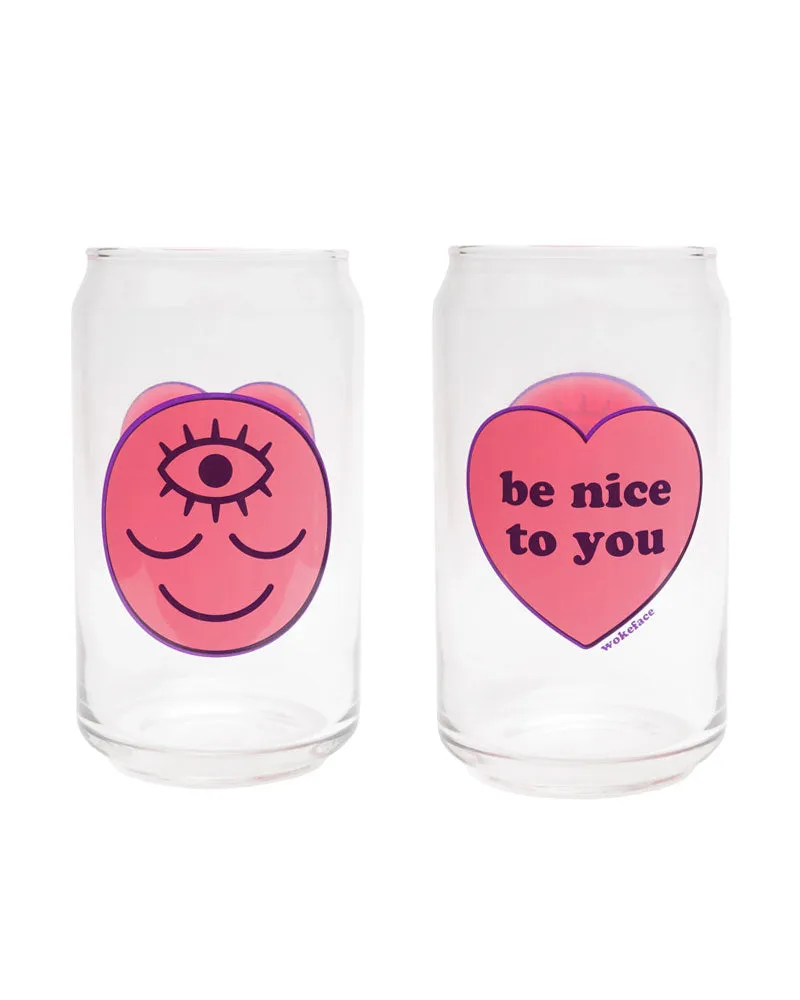 Be Nice To You Drinking Glass - Pink