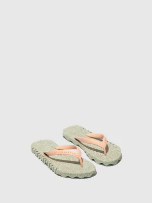 Beach Flip-Flops BUMPY Mint & pink strap