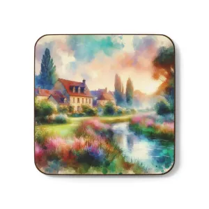 Beautiful houses and a colourful landscape in spring Hardboard Back Coaster