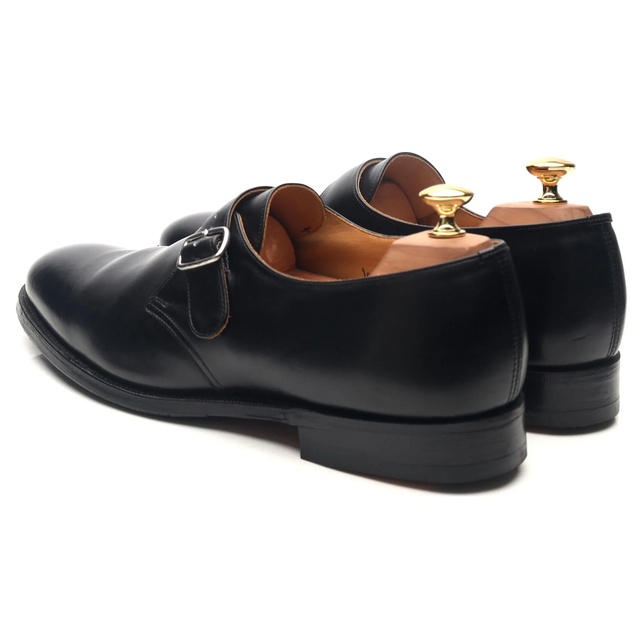 'Becket' Black Leather Monk Strap UK 10 F