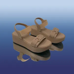 Beige Platform Wedge Sandals