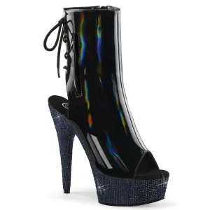 BEJEWELED-1018DM-6 Pleaser Black Holo Patent Sexy Platform Shoes (Pole Dancing Heels)