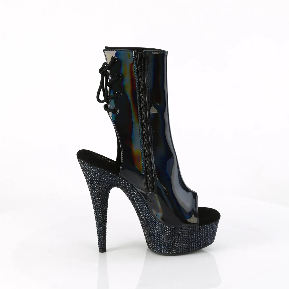 BEJEWELED-1018DM-6 Pleaser Black Holo Patent Sexy Platform Shoes (Pole Dancing Heels)