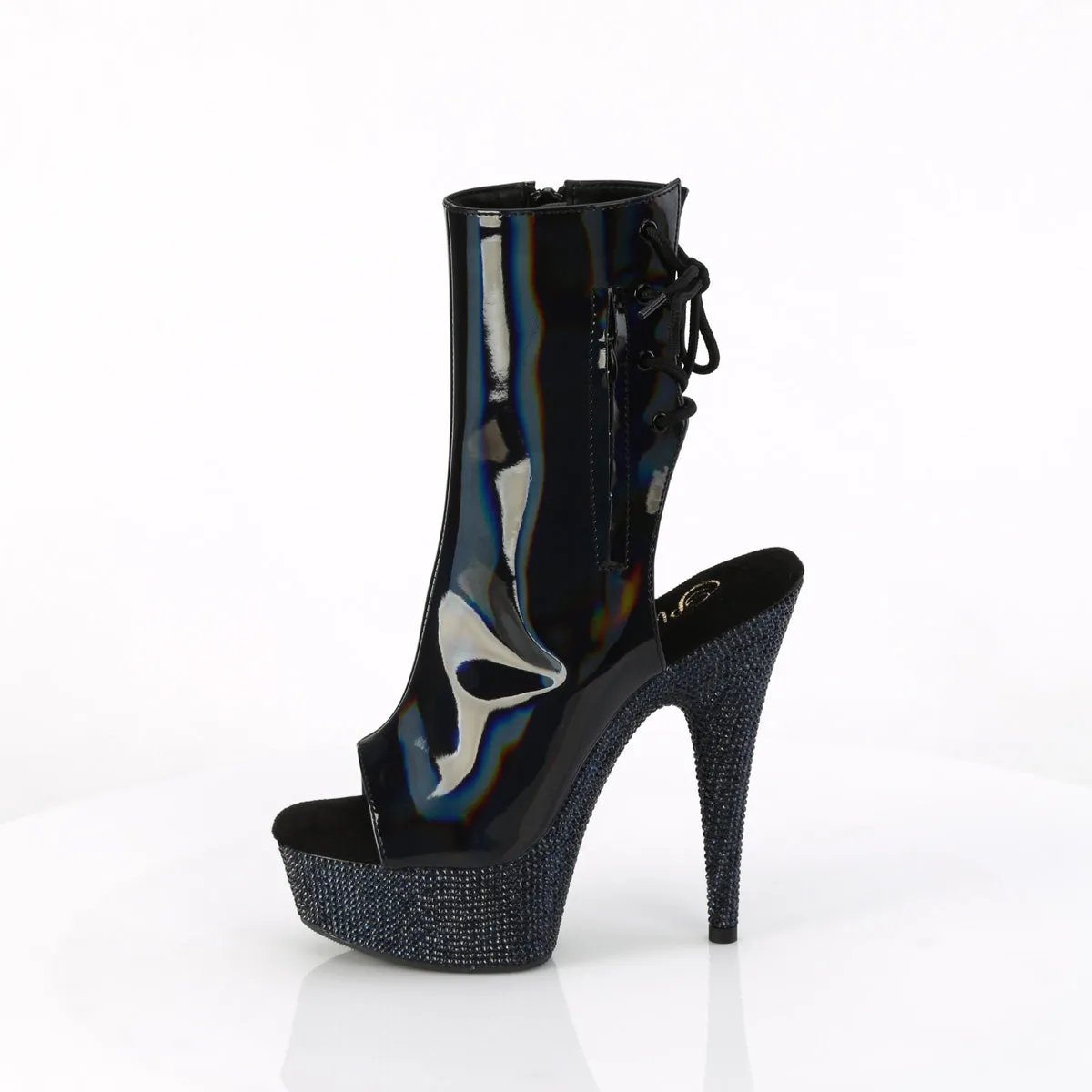 BEJEWELED-1018DM-6 Pleaser Black Holo Patent Sexy Platform Shoes (Pole Dancing Heels)