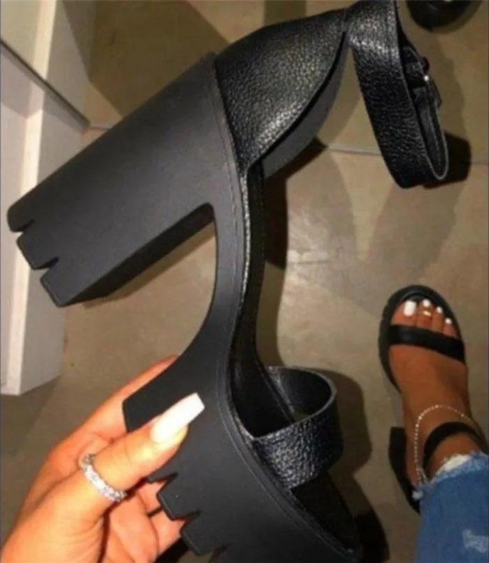 BerriesJam - New Thick High-heeled Simple Roman High Sandals