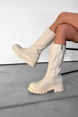 BETHAN Chunky Midi Boots - Cream