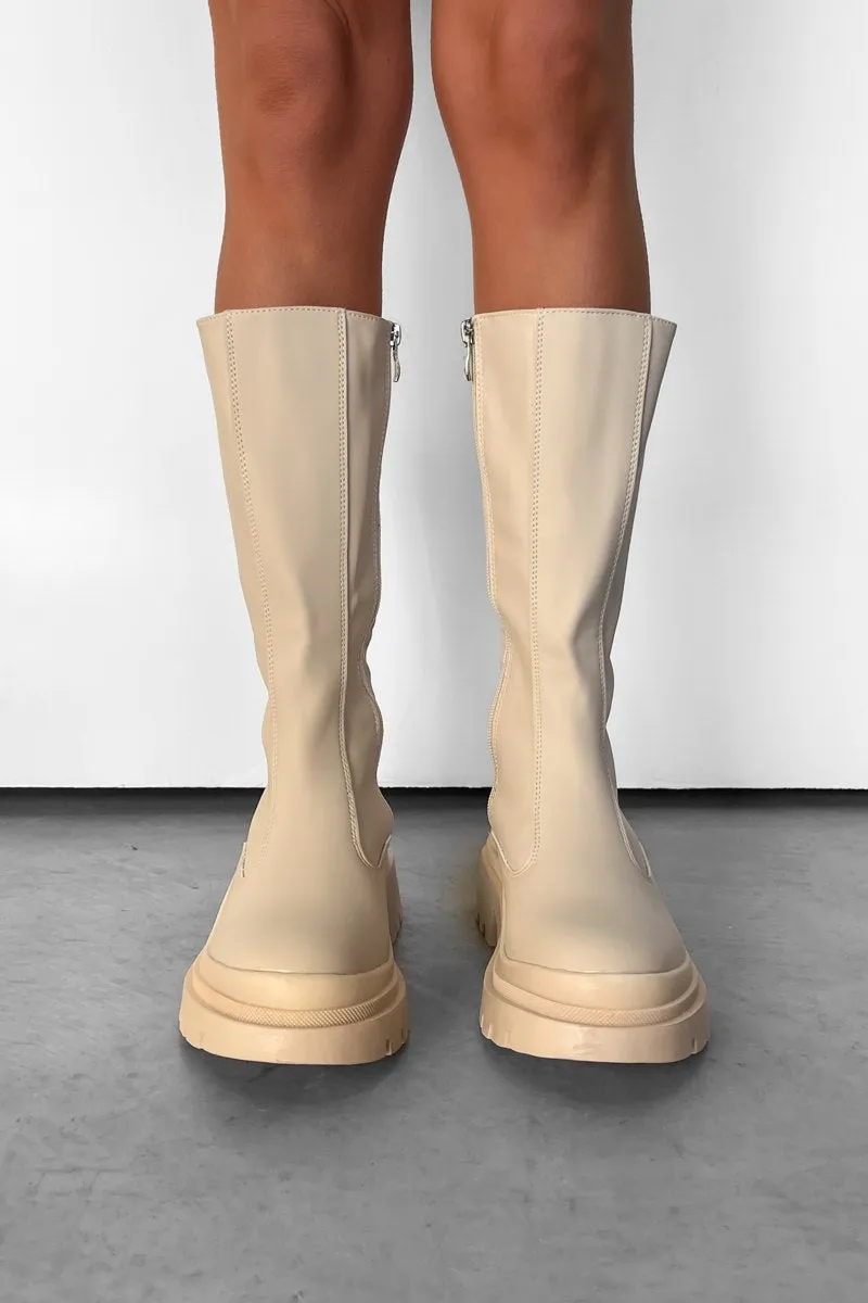 BETHAN Chunky Midi Boots - Cream