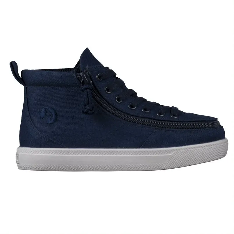 Billy Footwear (Kids) DR fit - High Top DR Navy Canvas Shoes
