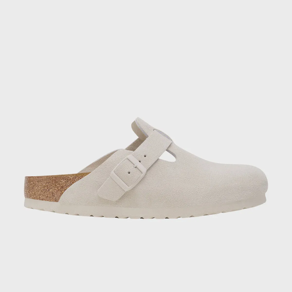 Birkenstock Boston SFB in Antique White Suede Narrow