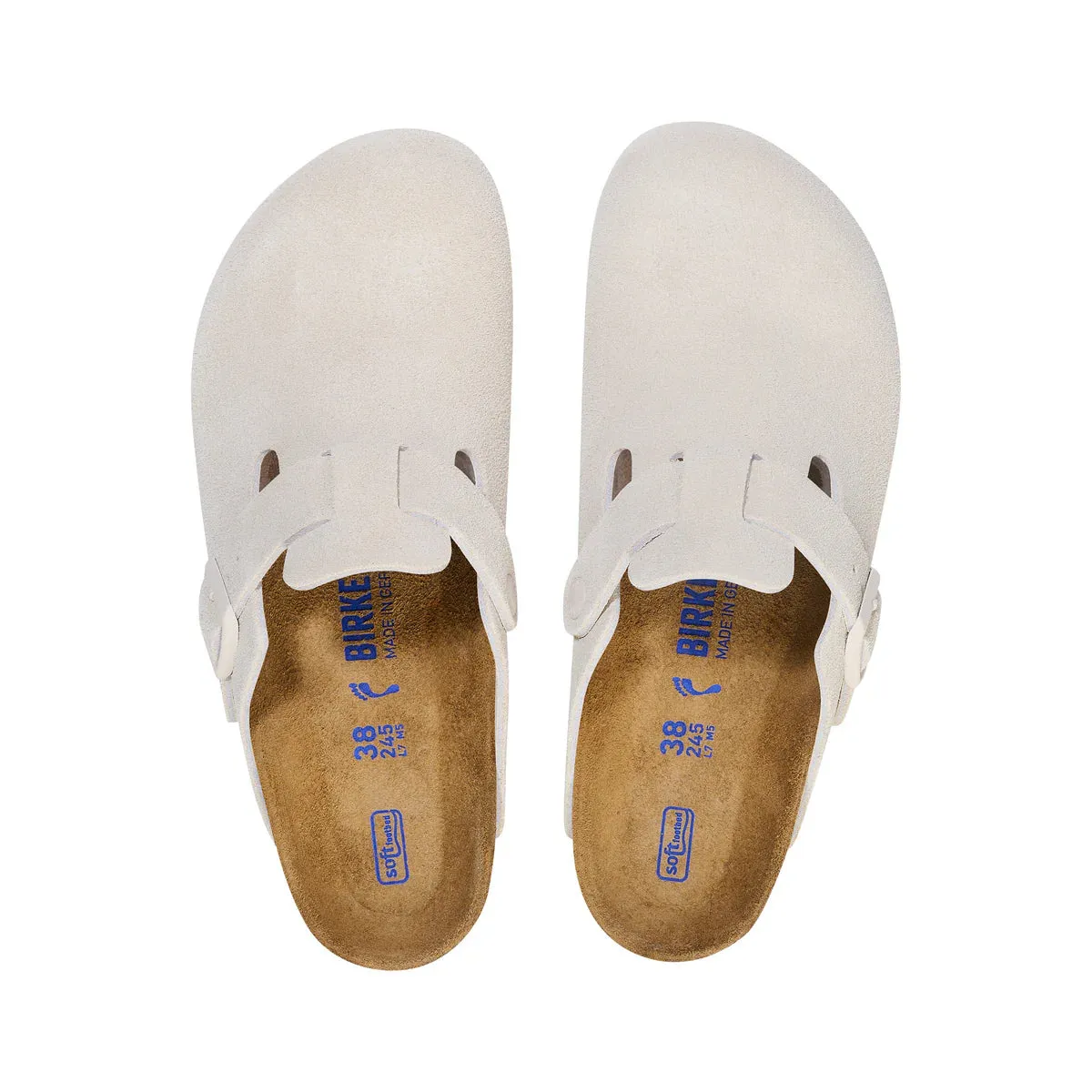 Birkenstock Boston SFB in Antique White Suede Narrow