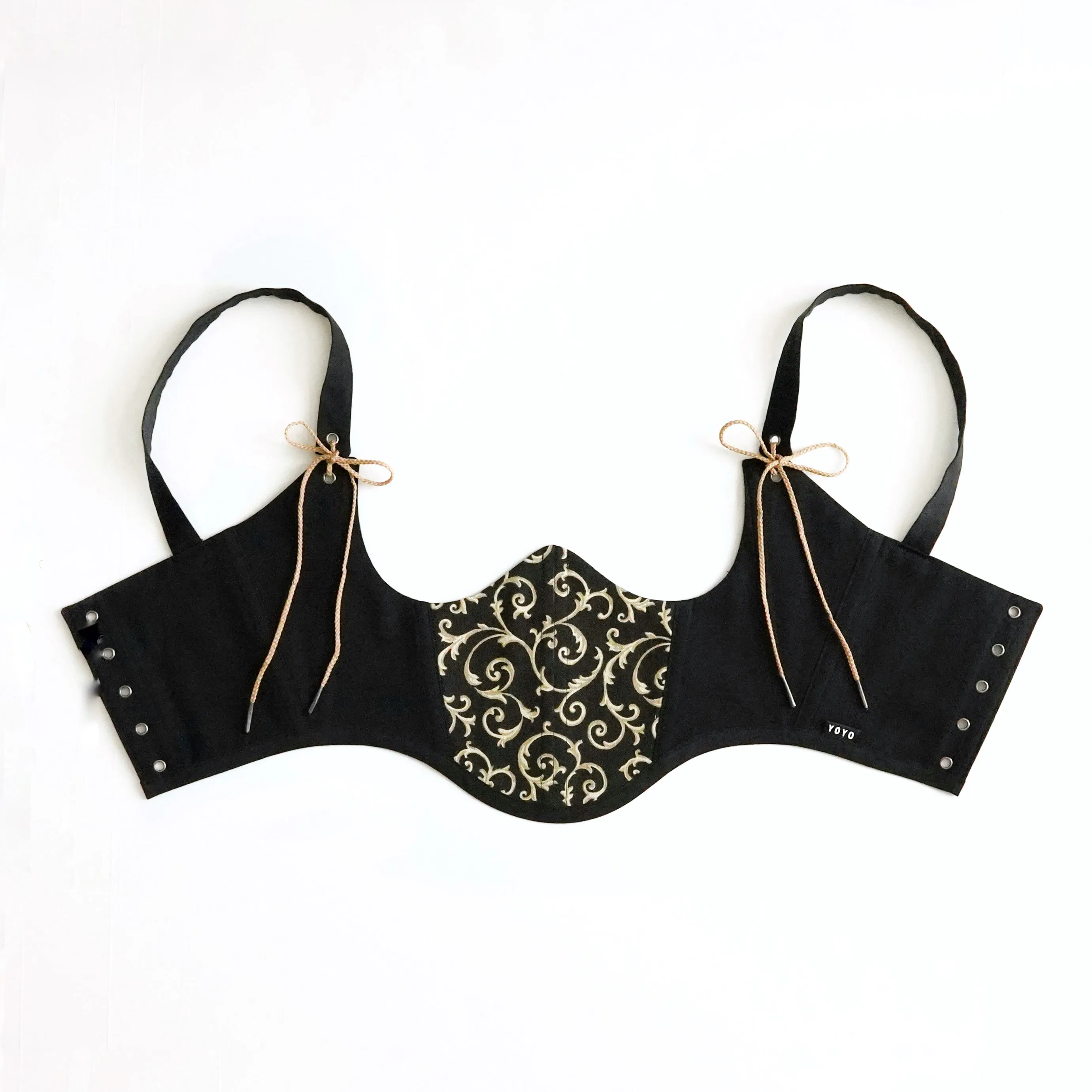 Black and Gold Underbust Corset V1