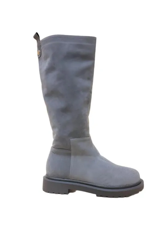 Black Low Platform Mid-Calf Boots