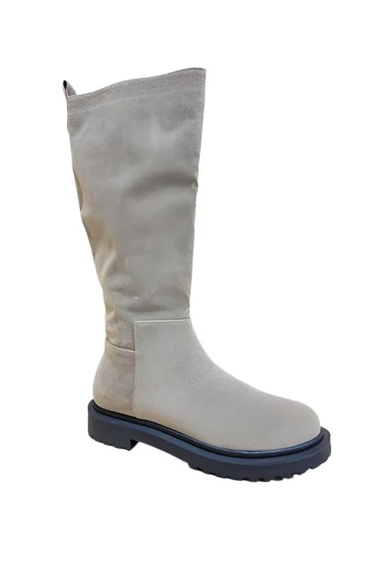 Black Low Platform Mid-Calf Boots