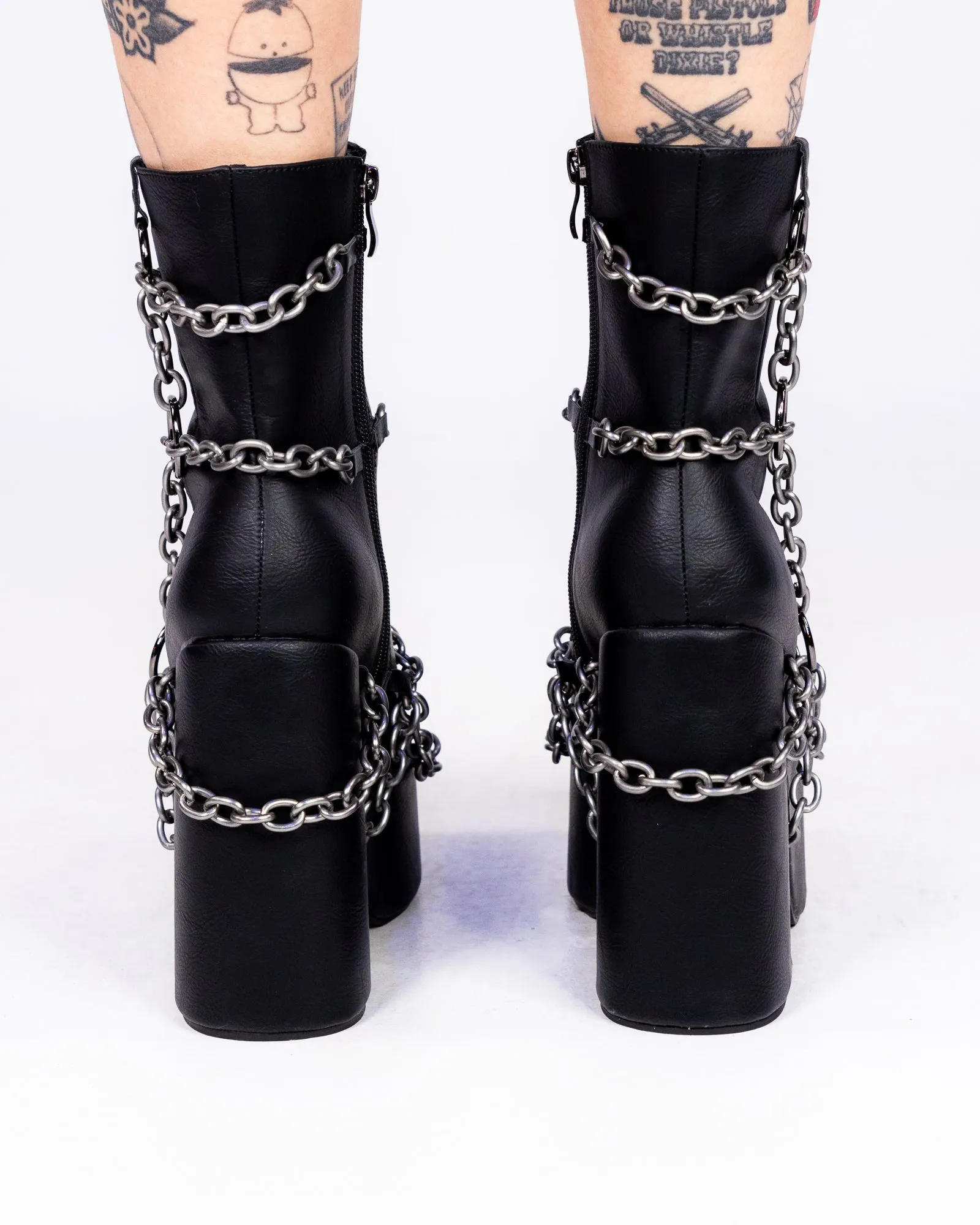 Black Neptune Women's Chain Mid-Calf Boots