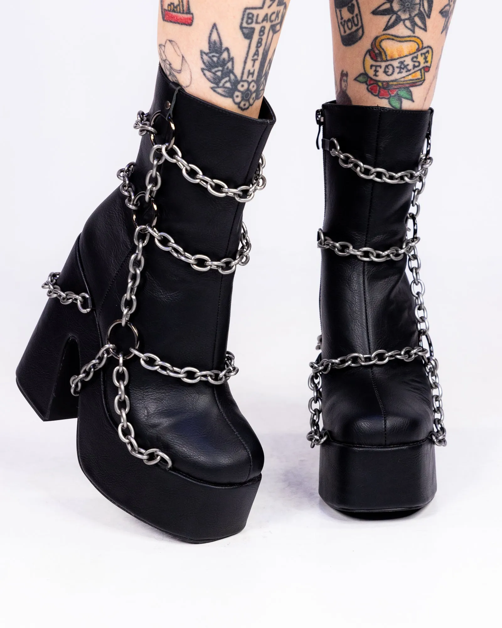 Black Neptune Women's Chain Mid-Calf Boots