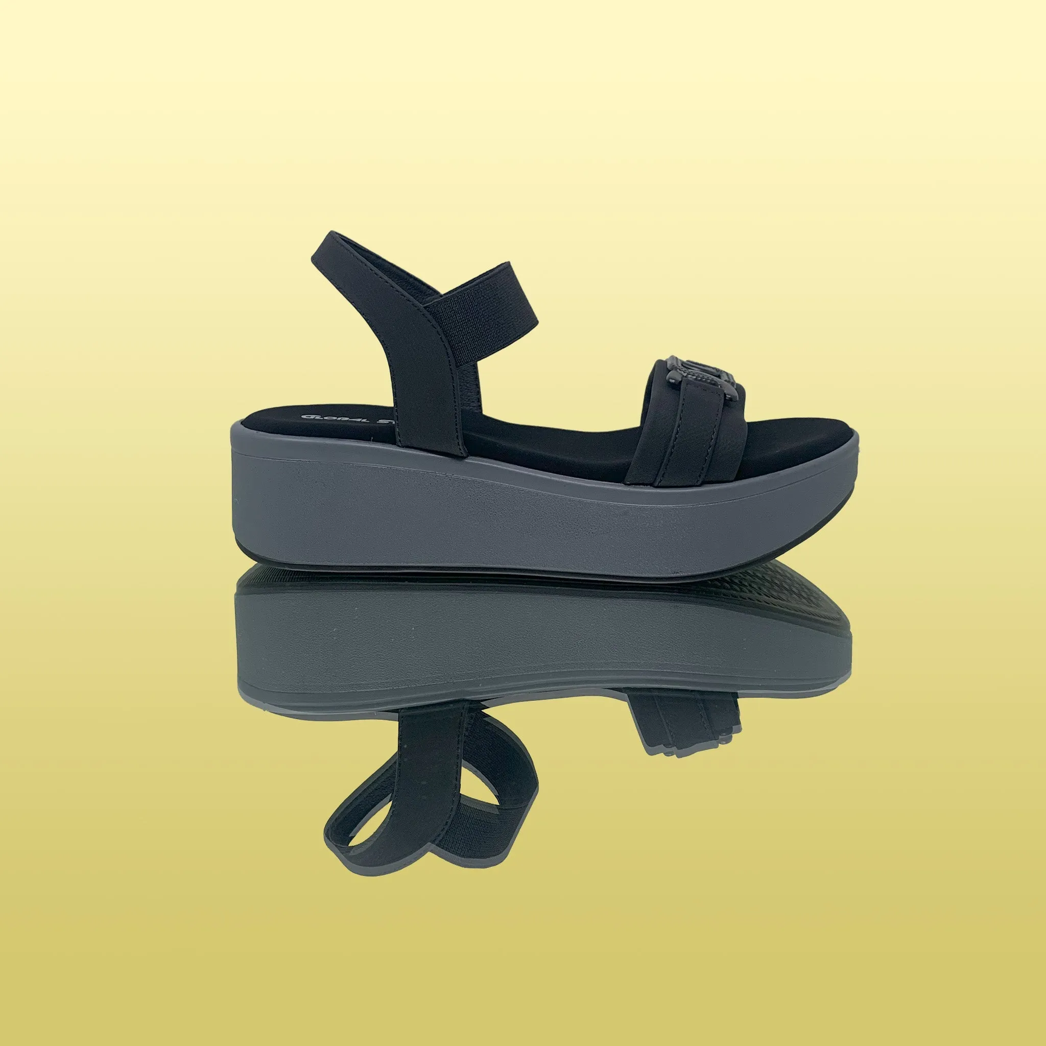 Black Platform Wedge Sandals