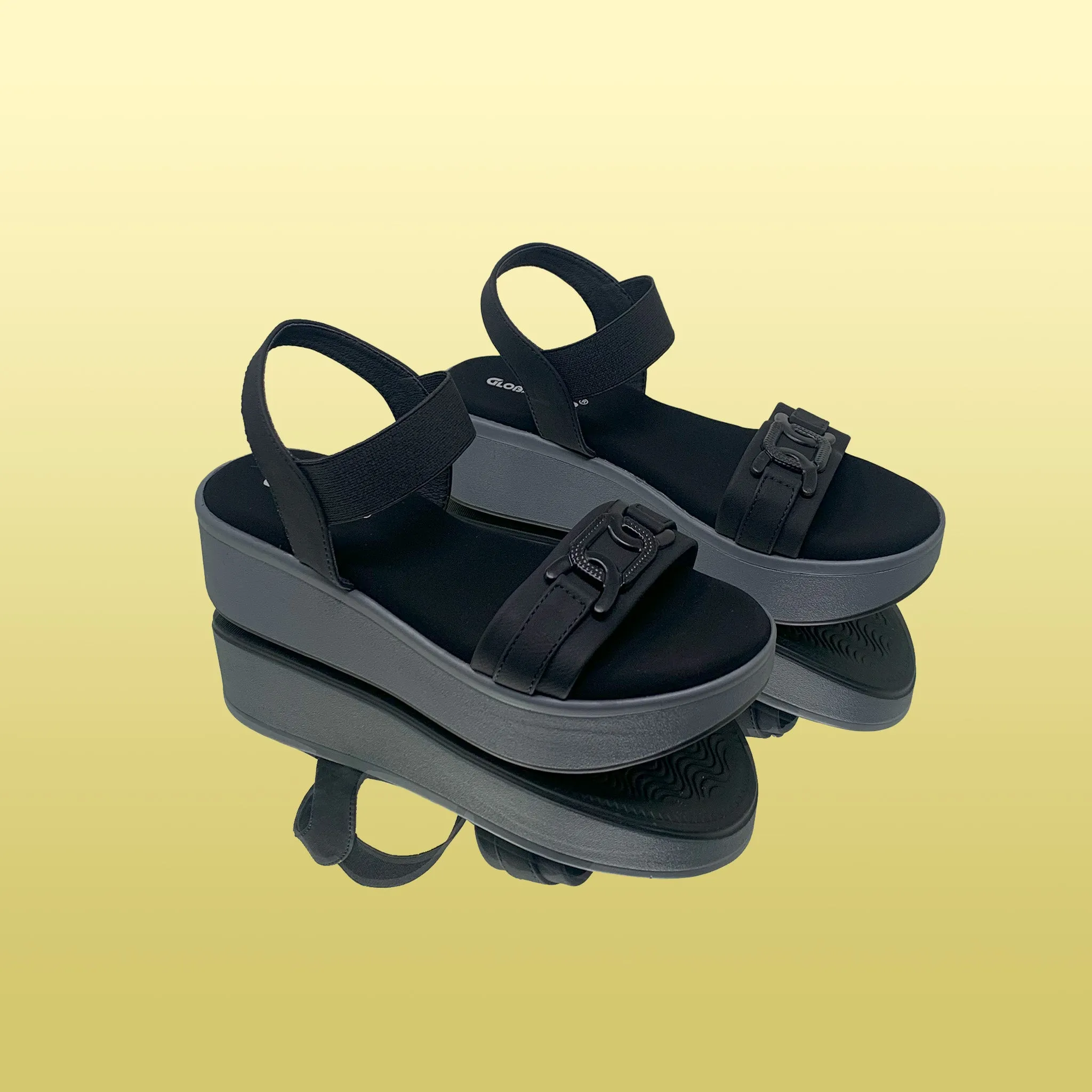Black Platform Wedge Sandals