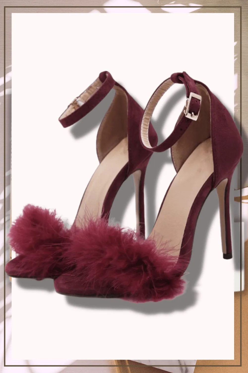 Black Stiletto High Heel Sandals With Fluffy Fur