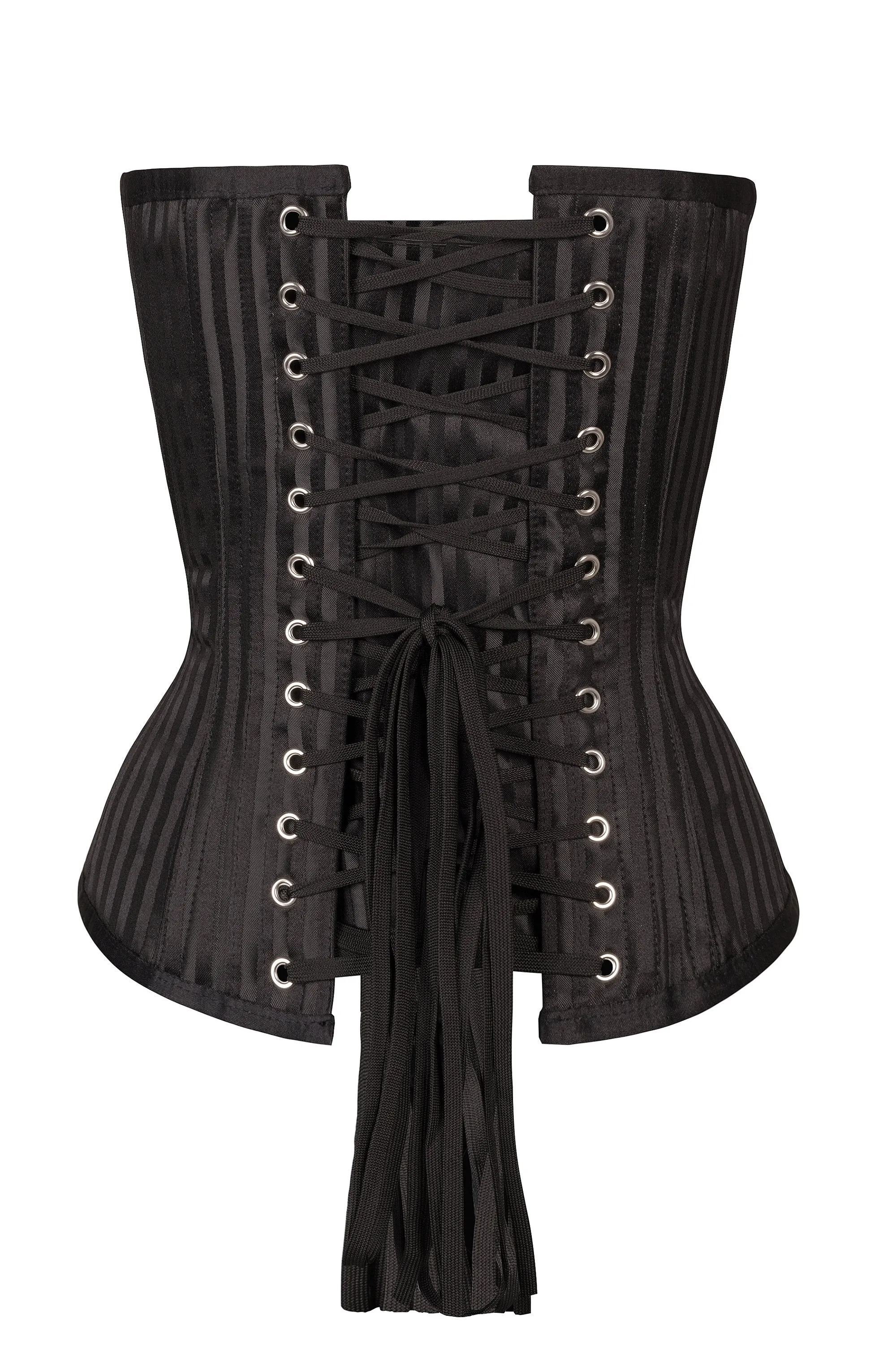 Black Striped Expert Waist Training Overbust Corset